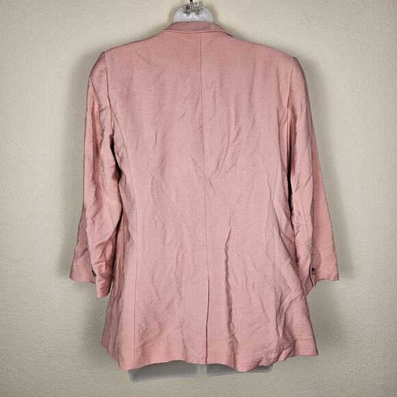 Loft Womens Blazer Jacket Open Front Salmon Pink Business Casual 3/4 Sleeve 2 XS - Picture 3 of 16